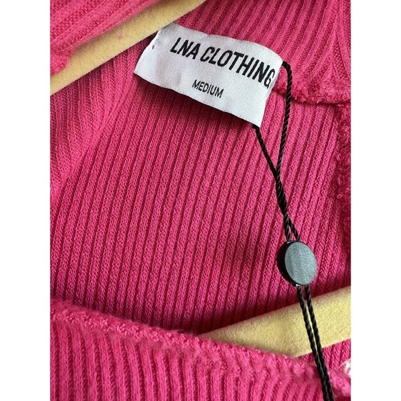 LNA MURPHY SWEATER ONE SHOULDER TURTLE KNECK LONG SLEEVES RIB TOP BARBIE PINK M - Picture 10 of 14